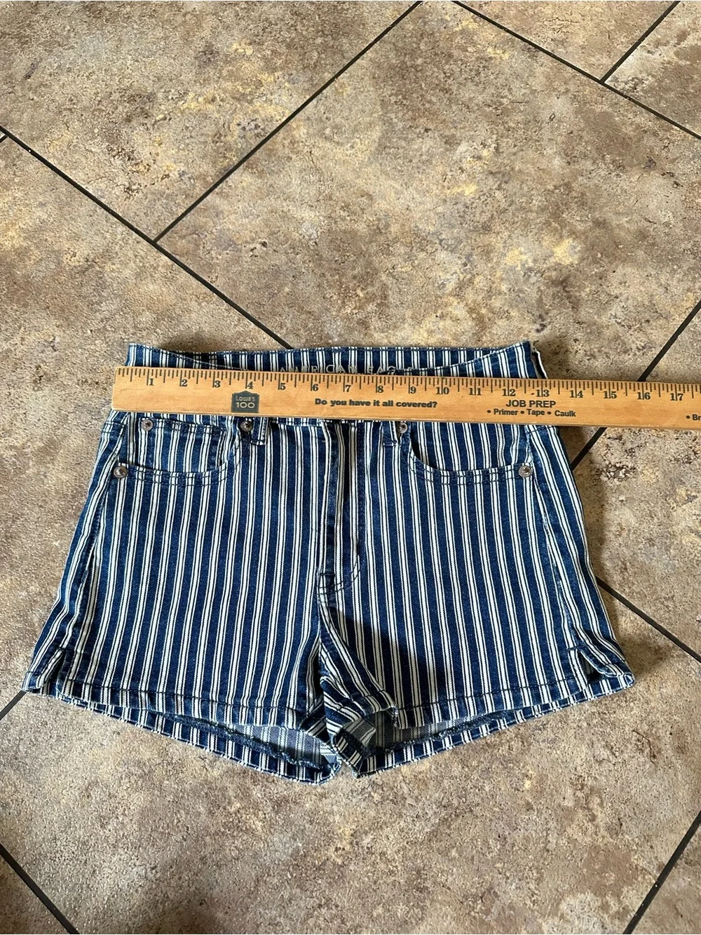 American Eagle Outfitters Striped Navy and White Denim Shorts